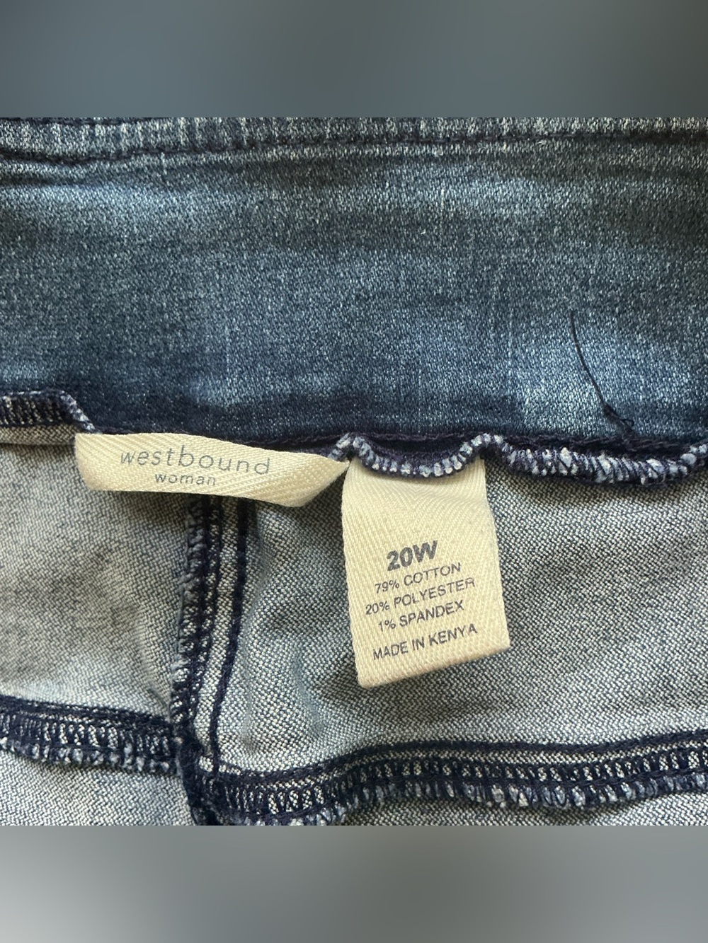 Westbound Woman Pull On Crop Denim Jeans Capris Plus Size 20W Side Slit Pockets - Picture 7 of 8